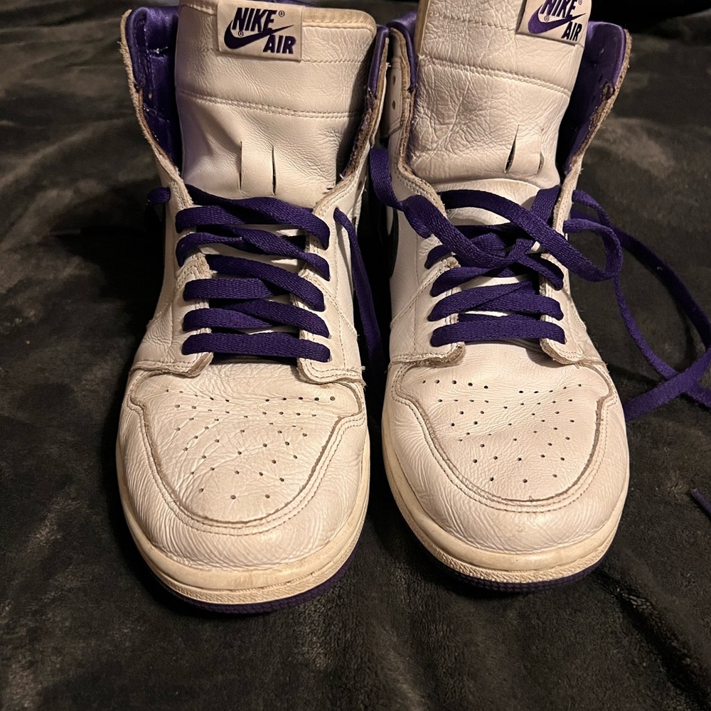 Jordan 1s grape Nike Air High-Top Sneakers in White and Purple
